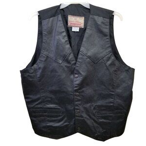 Permit Platinum XL Vintage 90s Black Leather Vest Moto Grunge Streetwear